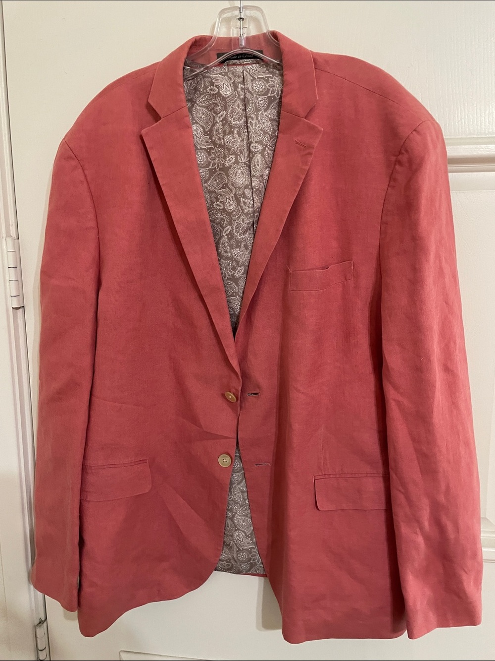 Ralph Lauren Coral Linen Blazer - Two-Button Sport Coat Sz 48 R